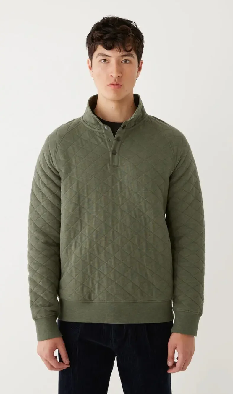 Frank & Oak Quilted Pop Over in Olive Green Mens Size XL New Sweater Pullover